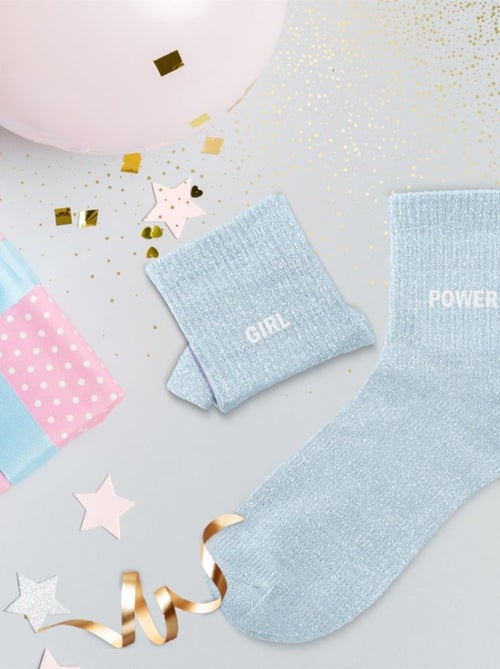 Paires de chaussettes dépareillées bleu ciel Girl Power - Kiabi