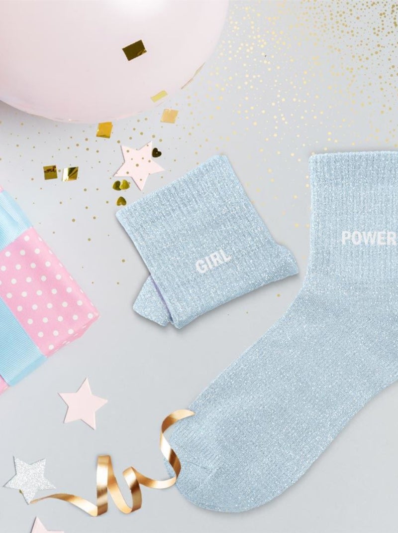 Paires de chaussettes dépareillées bleu ciel Girl Power Bleu ciel - Kiabi