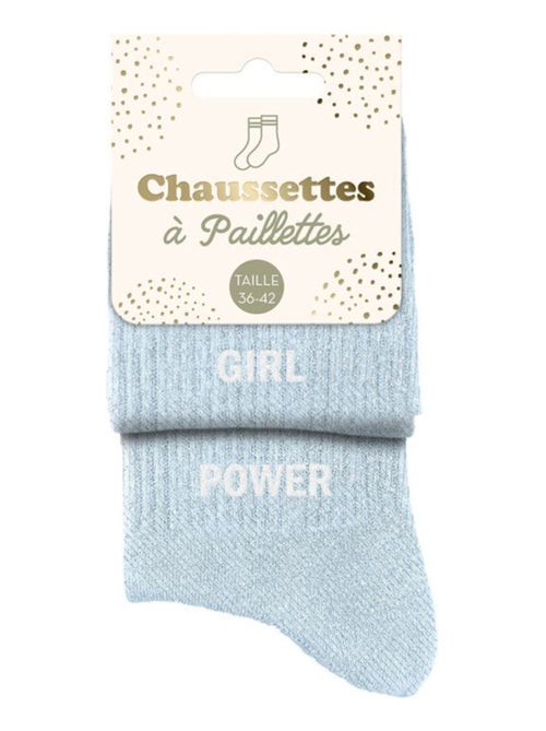 Paires de chaussettes dépareillées bleu ciel Girl Power - Kiabi