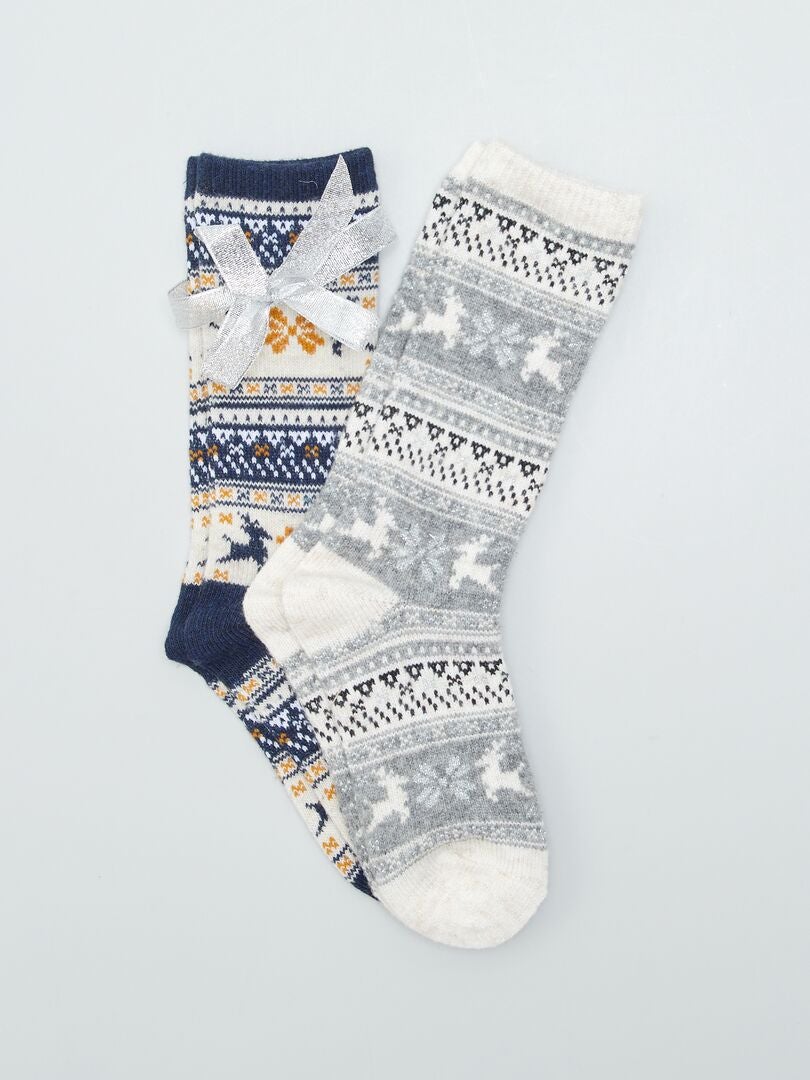 Paires de chaussettes 'Noël' Bleu/blanc - Kiabi