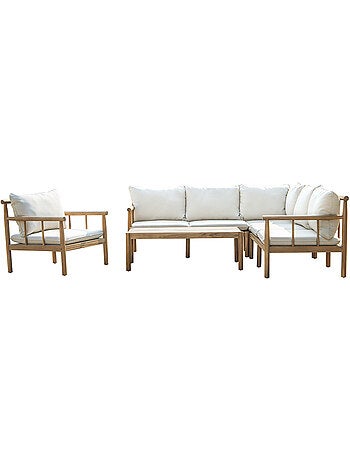 PAKKRET Salon de jardin 6 places en bois d’acacia certifié FSC