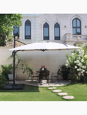 PALATINO - Parasol carré 3x3 déporté rotatif terracotta en aluminium