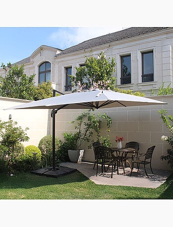 PALATINO - Parasol carré 3x3 déporté rotatif terracotta en aluminium