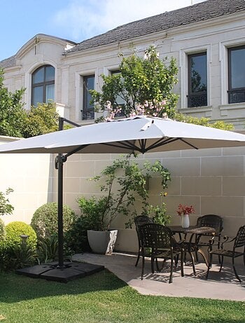 PALATINO Ensemble parasol terracotta 3x3m et 4 dalles à lester
