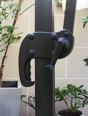 PALATINO Ensemble parasol gris 3x3m et 4 dalles à lester