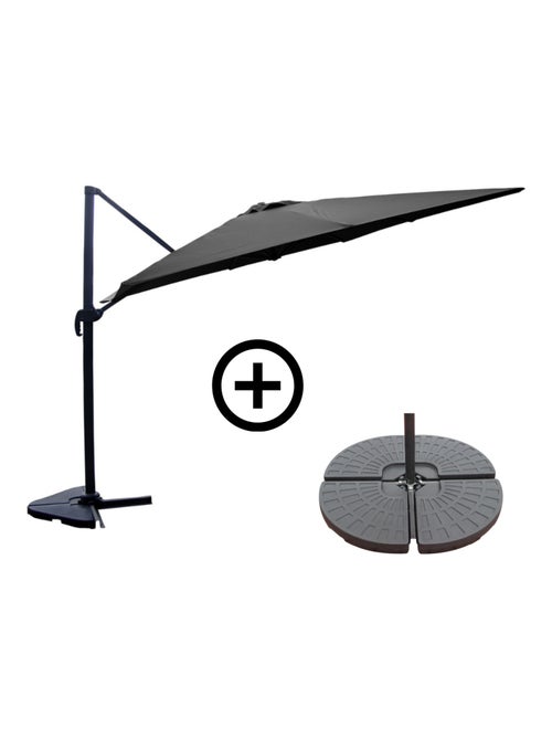 PALATINO Ensemble parasol gris 3x3m et 4 dalles à lester - Kiabi PALATINO Ensemble parasol gris 3x3m et 4 dalles à lester - Kiabi