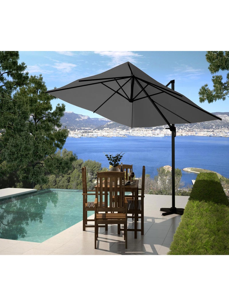 PALATINO Ensemble parasol gris 3x3m et 4 dalles à lester Gris - Kiabi