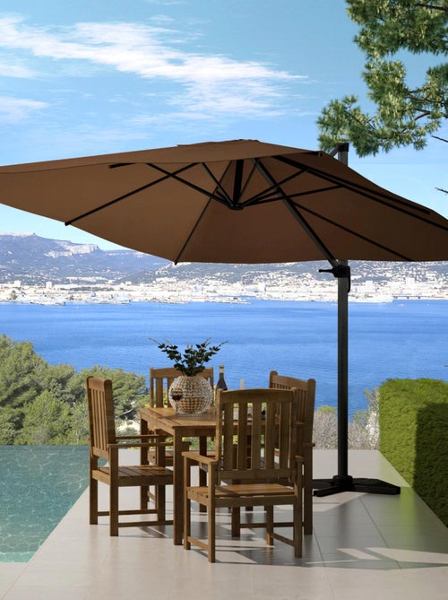 PALATINO Ensemble parasol marron 3x3m et 4 dalles à lester - Kiabi PALATINO Ensemble parasol marron 3x3m et 4 dalles à lester - Kiabi