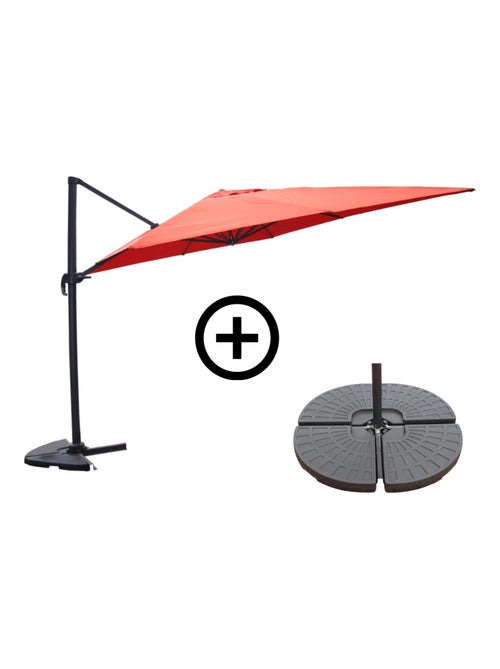 PALATINO Ensemble parasol terracotta 3x3m et 4 dalles à lester - Kiabi