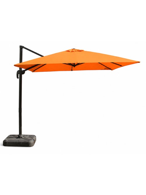 PALATINO Parasol carré 3x3 déporté rotatif orange en aluminium - Kiabi