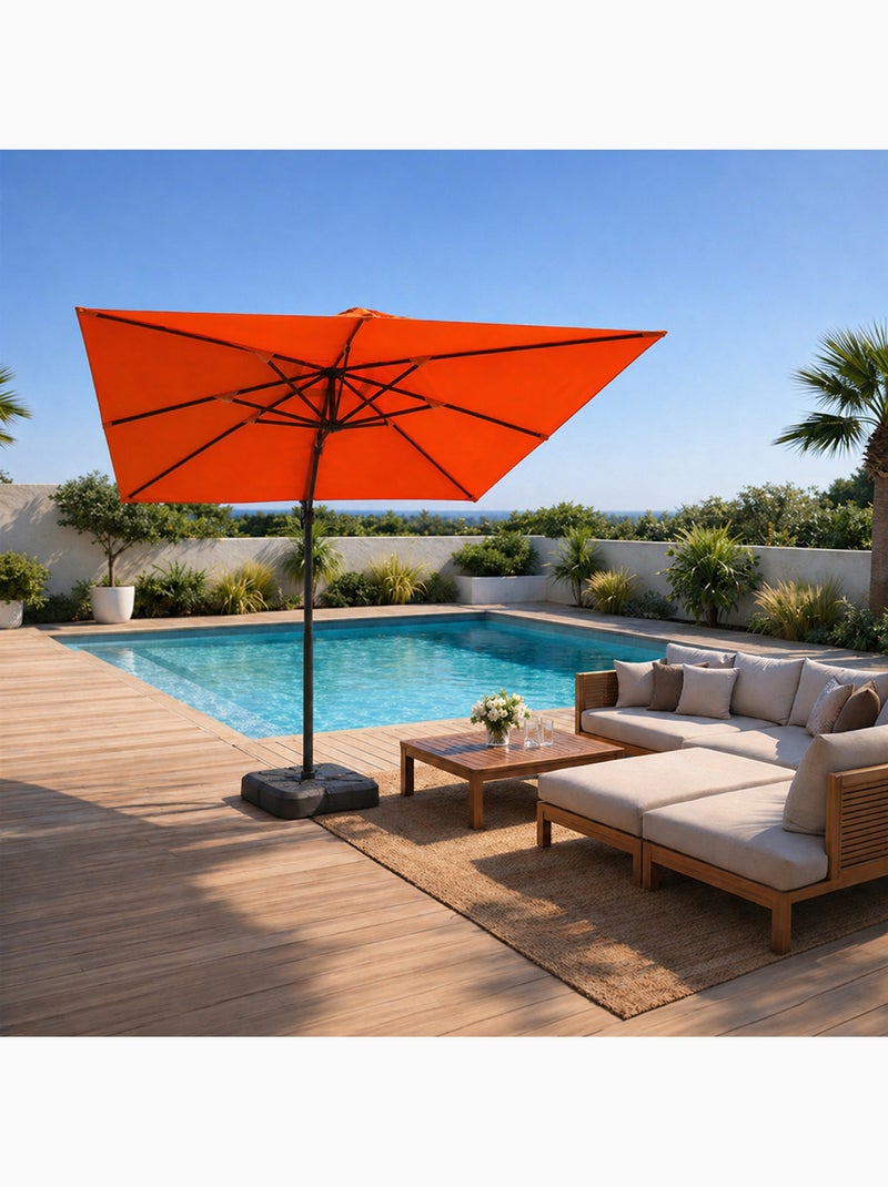PALATINO Parasol carré 3x3 déporté rotatif orange en aluminium Orange - Kiabi