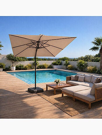 PALATINO Parasol marron déporté carré 3 x 3 m rotatif à 360
