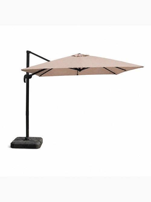 PALATINO Parasol carré 3x3 déporté rotatif taupe en aluminium - Kiabi