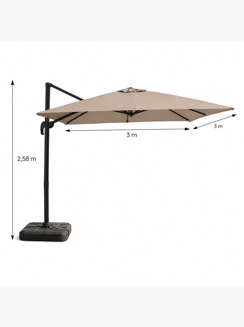 PALATINO Parasol carré 3x3 déporté rotatif taupe en aluminium Taupe - Kiabi