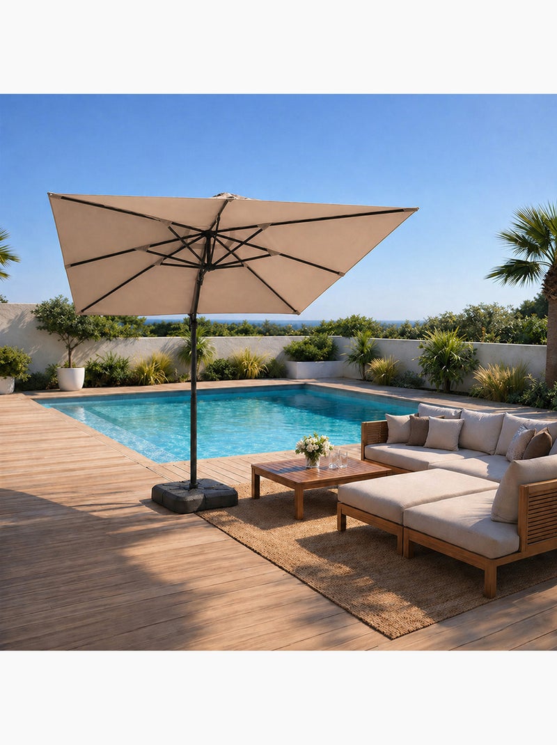 PALATINO Parasol carré 3x3 déporté rotatif taupe en aluminium Taupe - Kiabi