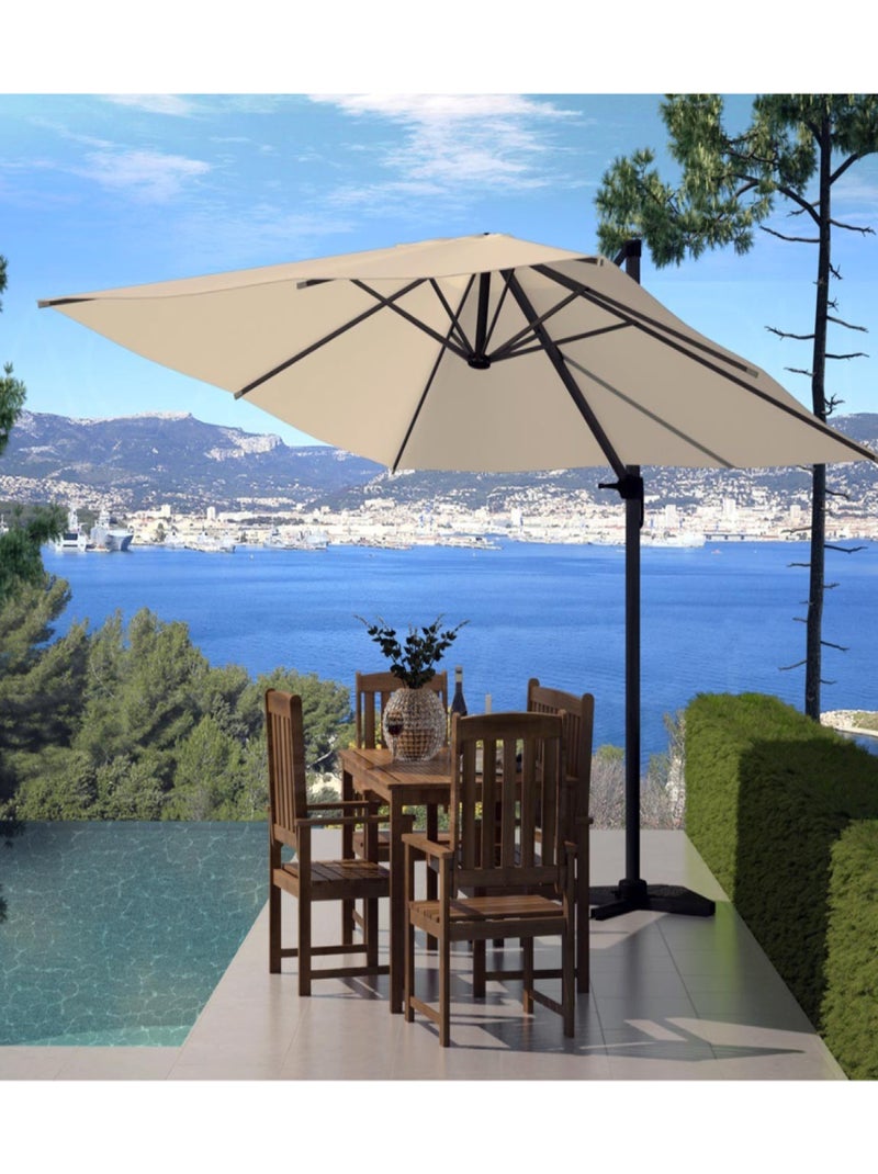 PALATINO Parasol  écru déporté carré 3 x 3 m rotatif à 360 Ecru - Kiabi