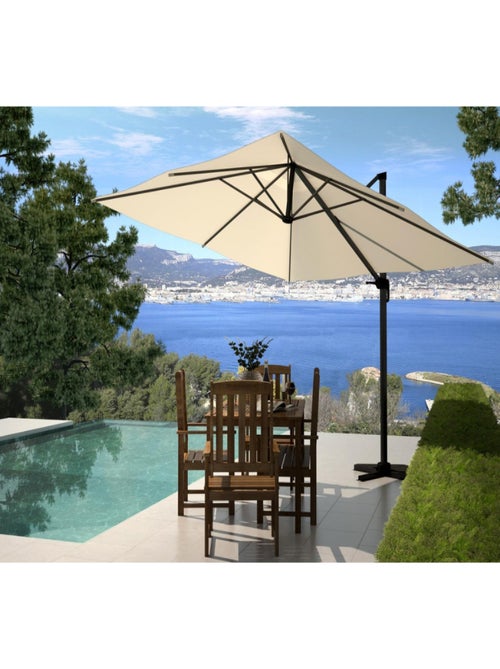 PALATINO Parasol écru déporté carré 3 x 3 m rotatif à 360 - Kiabi