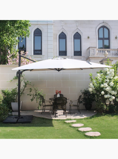 PALATINO Parasol écru déporté carré 3 x 3 m rotatif à 360 - Kiabi