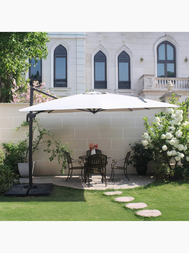 PALATINO Parasol  écru déporté carré 3 x 3 m rotatif à 360 Ecru - Kiabi