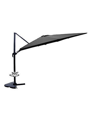 PALATINO Parasol gris déporté carré 3 x 3 m rotatif à 360