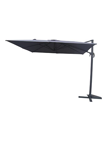 PALATINO Parasol gris déporté carré 3 x 3 m rotatif à 360