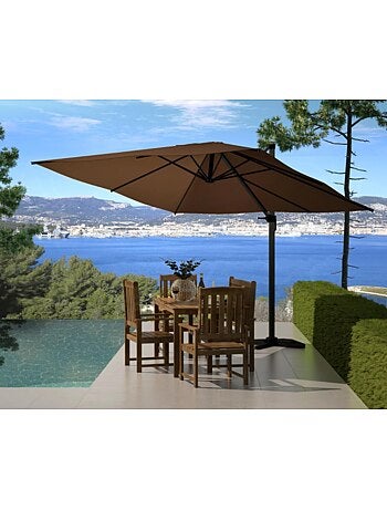 PALATINO Parasol terracotta déporté carré 3 x 3 m rotatif à 360