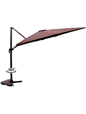 PALATINO Parasol terracotta déporté carré 3 x 3 m rotatif à 360