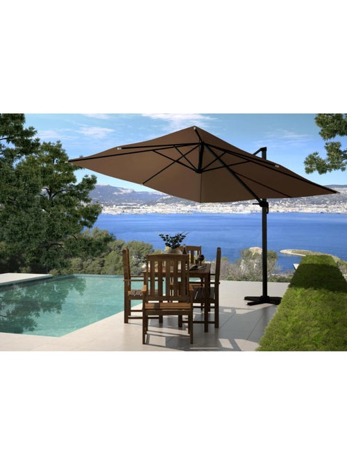 PALATINO Parasol marron déporté carré 3 x 3 m rotatif à 360 - Kiabi