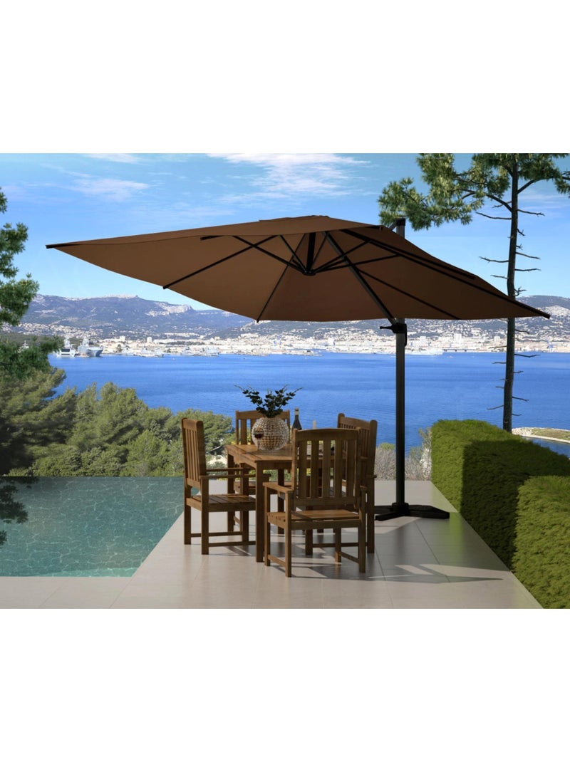 PALATINO Parasol  marron déporté carré 3 x 3 m rotatif à 360 Marron - Kiabi