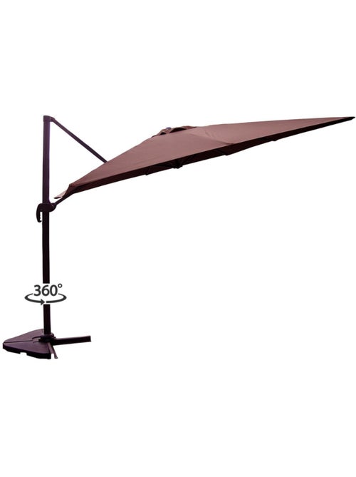PALATINO Parasol marron déporté carré 3 x 3 m rotatif à 360 - Kiabi