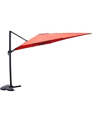PALATINO Parasol terracotta déporté carré 3 x 3 m rotatif à 360