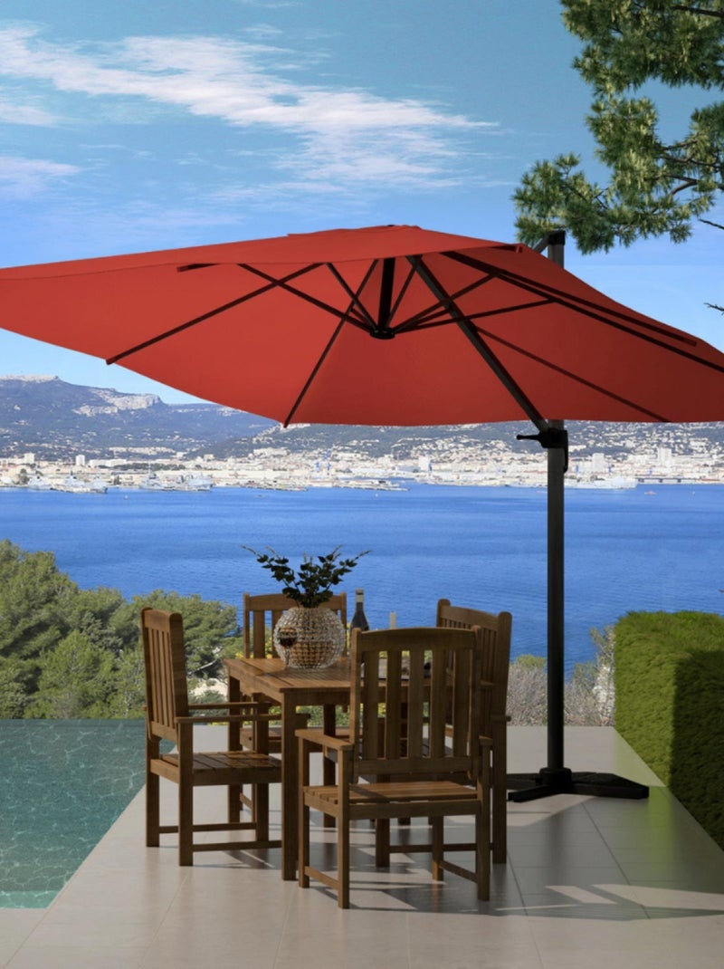 PALATINO Parasol terracotta déporté carré 3 x 3 m rotatif à 360 Terracotta - Kiabi