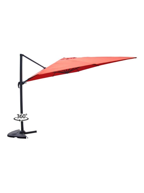 PALATINO Parasol terracotta déporté carré 3 x 3 m rotatif à 360 - Kiabi