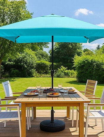 PALERME - Parasol carré 3x3 droit bleu en aluminium