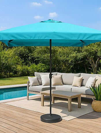 PALERME Parasol bleu carré 2,95 x 2,95 m