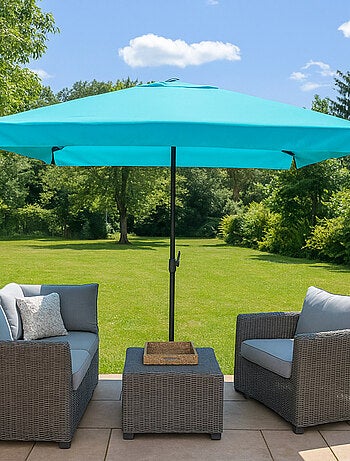 PALERME Parasol bleu carré 2,95 x 2,95 m