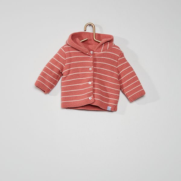 Paletot En Tricot La Manufacture De Layette Bebe Fille Raye Rose Kiabi 11 00