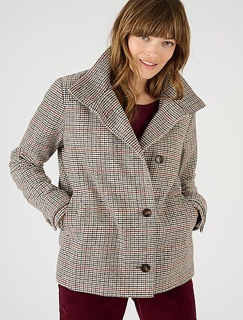 Paletot lainage à carreaux Thermolactyl - Damart