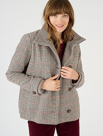 Paletot lainage à carreaux Thermolactyl - Damart