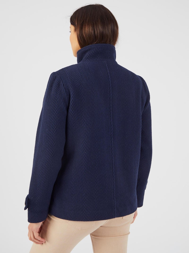 Paletot lainage motif chevrons Thermolactyl - Damart Bleu marine - Kiabi