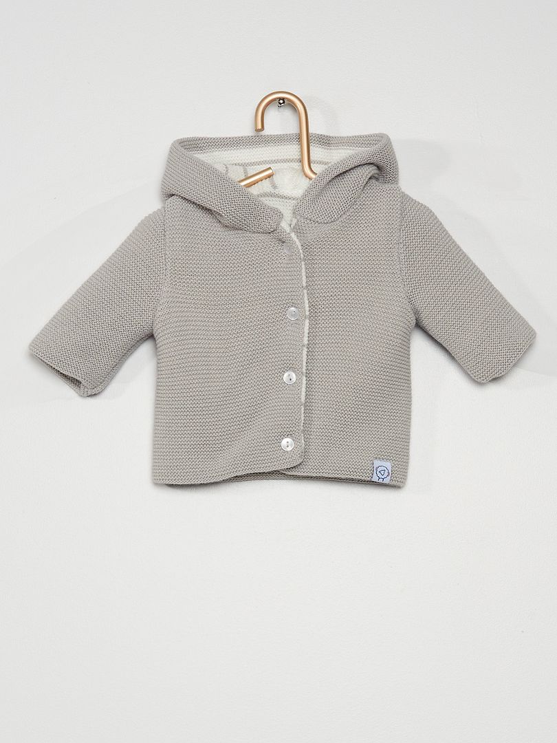 Paletot tricot 'La Manufacture de Layette' gris - Kiabi