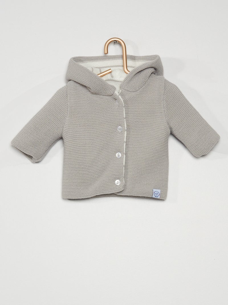 Paletot tricot 'La Manufacture de Layette' gris - Kiabi