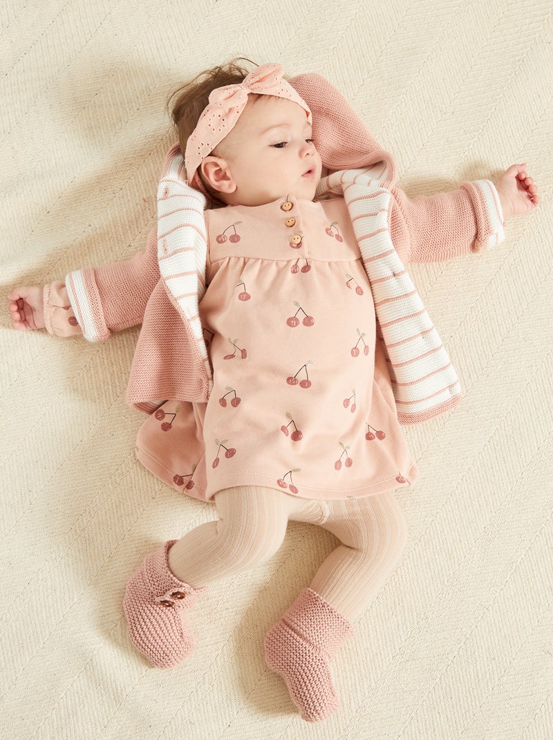 Paletot tricot 'La Manufacture de Layette' rose - Kiabi