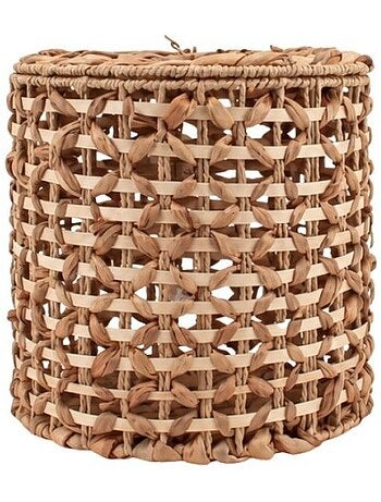 Panier à couvercle en jacinthe d'eau tressée 32cm