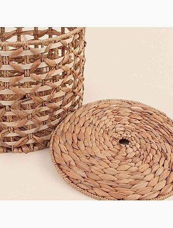 Panier à couvercle en jacinthe d'eau tressée 32cm