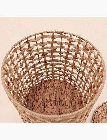 Panier à couvercle en jacinthe d'eau tressée 36cm