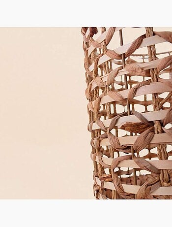 Panier à couvercle en jacinthe d'eau tressée 40cm