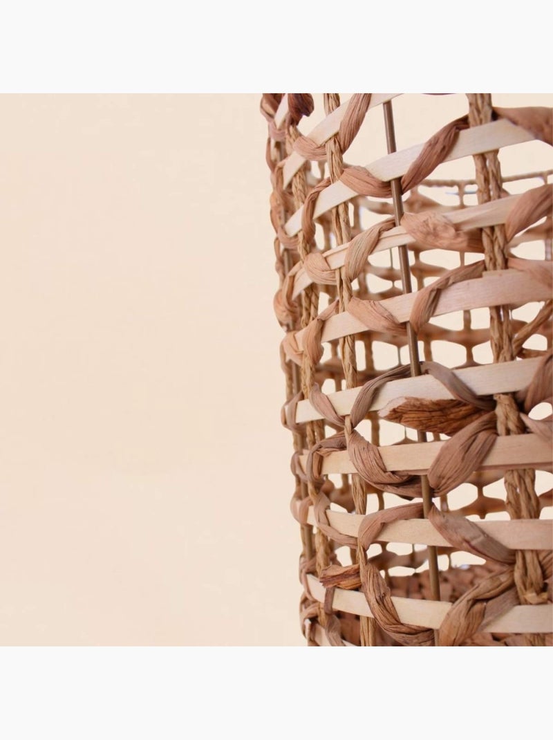 Panier à couvercle en jacinthe d'eau tressée 40cm Beige - Kiabi