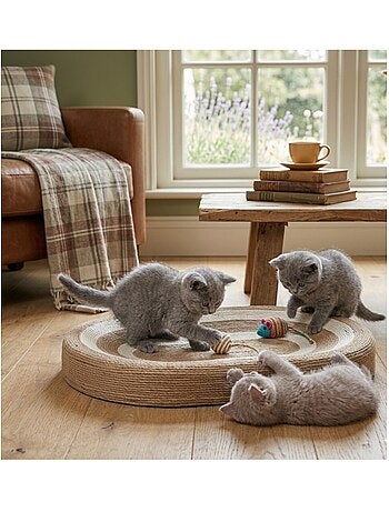 Panier a griffer ovale pour chat avec balle