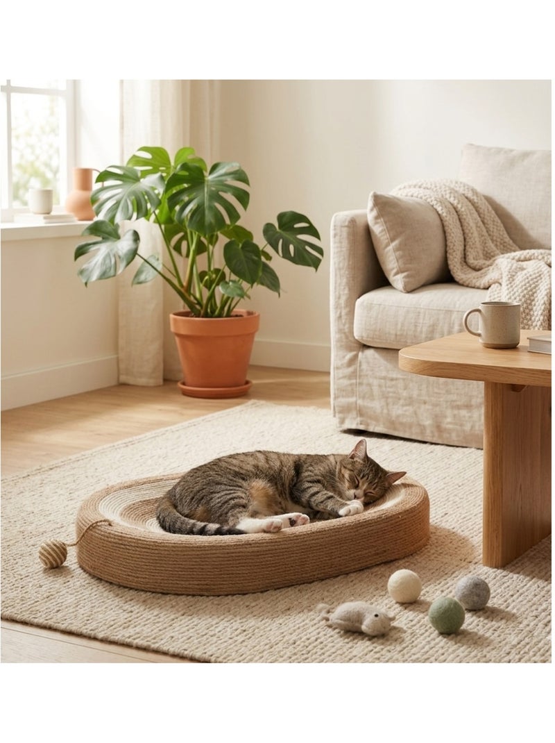 Panier a griffer ovale pour chat avec balle Marron - Kiabi